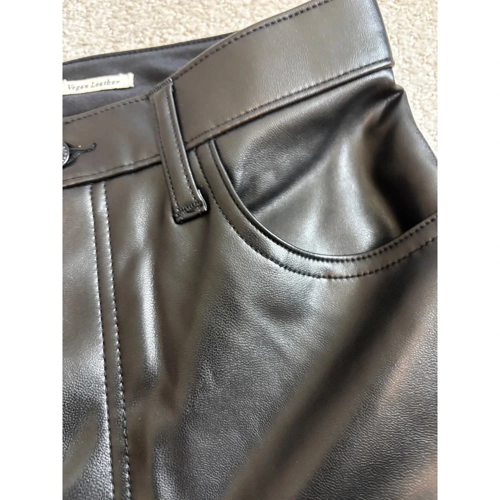 NWOT Abercrombie & Fitch Vegan Leather Pants 6S Black Ankle Ultra High Rise